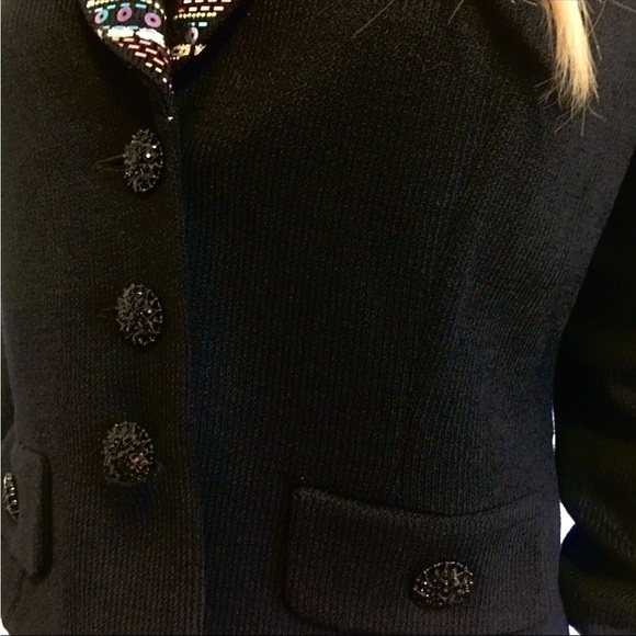 ST. JOHN PAILLETTES BLACK JACKET EXCELLENT CONDITION  MATCHING BAG PAILLETTES - Picture 7 of 13